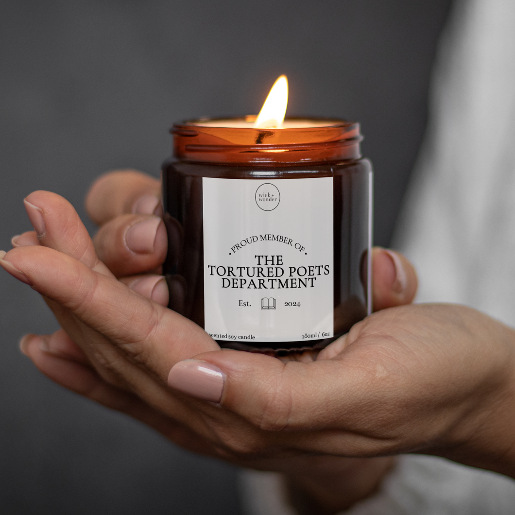 The Tourtured Poets Department Candle, Swiftie Gift
