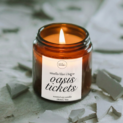 Oasis Ticket Reveal Candle, Oasis Tour Gifts