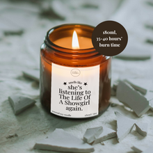 Load image into Gallery viewer, Listening To The Life Of A Showgirl Candle, Taylor Swift Gift

