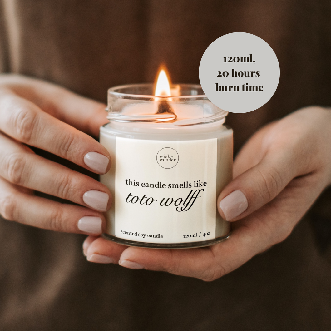 Smells Like Toto Wolff Candle, Formula One Gifts, Toto Wolff Gifts