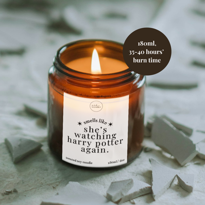 Watching Harry Potter Again Candle, Personalised Harry Potter Gifts