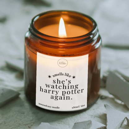 Watching Harry Potter Again Candle, Personalised Harry Potter Gifts