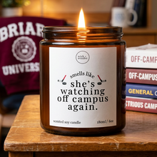 Load image into Gallery viewer, Off Campus Gifts, Watching Off Campus Again Candle
